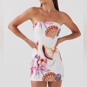 Peppermayo Floral Seashell Strapless Dress